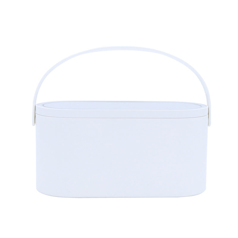 Portable Led Desk Storage Cosmetic Mirror Organizer Box With Light