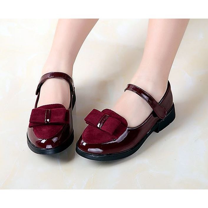 School baby girls leather princess shoes