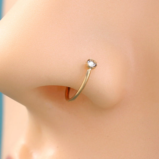 Niche piercing C-shaped rhinestone nose ring