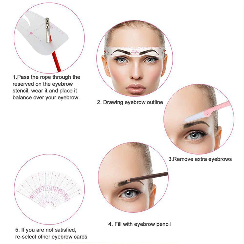 12Styles/set Eyebrow Stencil Set Reusable/ DIY Eye Brow Drawing Guide