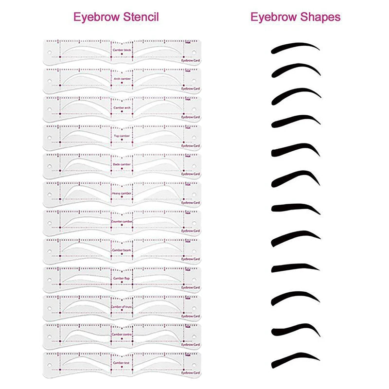 12Styles/set Eyebrow Stencil Set Reusable/ DIY Eye Brow Drawing Guide