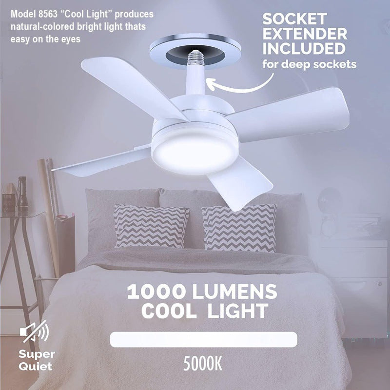 Socket Fan Light With Remote Adjustable Screw Mouth