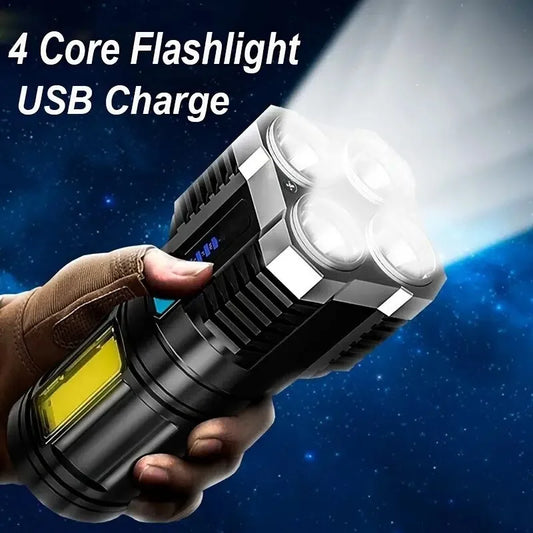 High Power LED Flashlights Camping Torch With 4 Lamp Beads