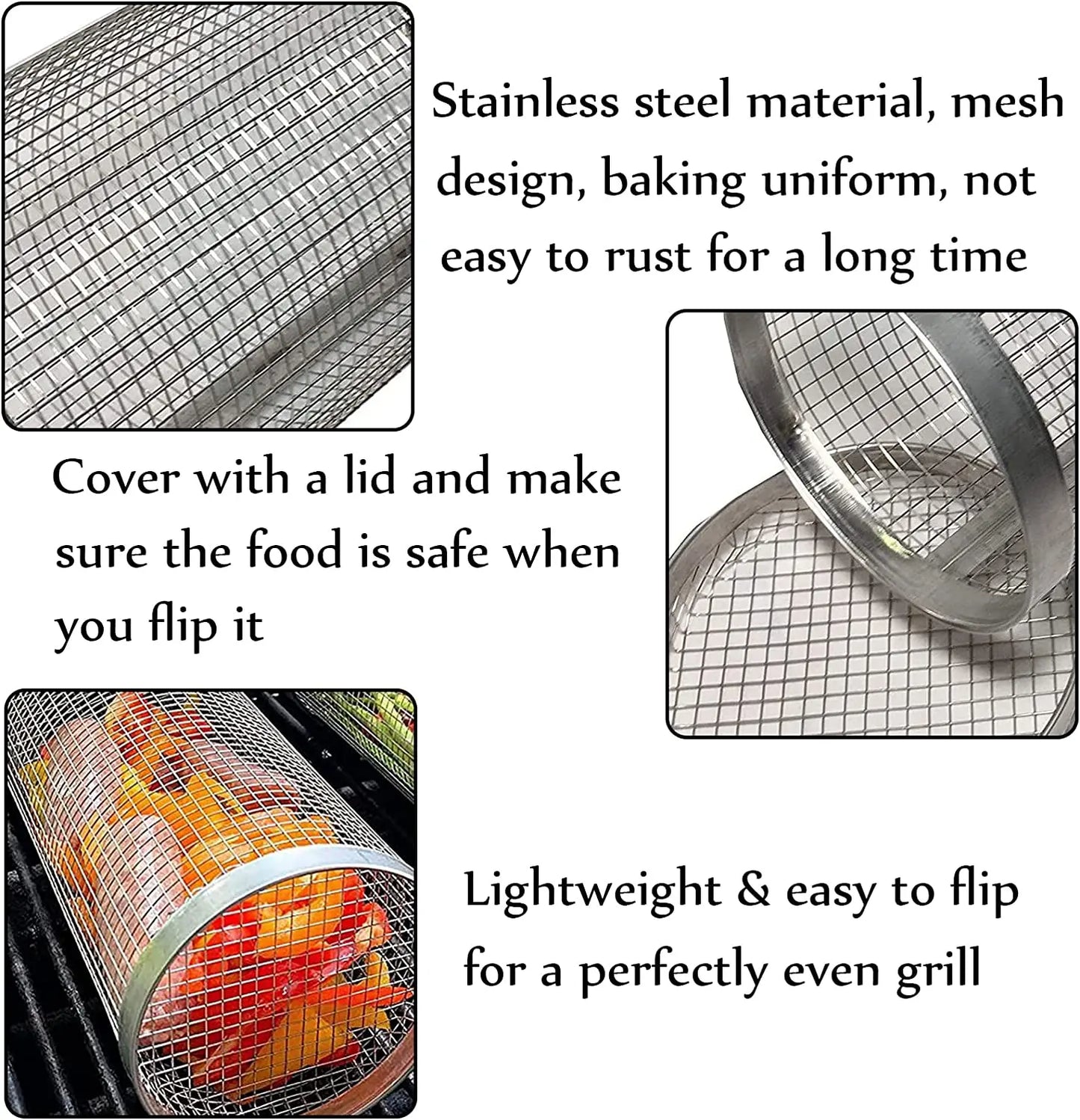 Rolling Grilling BBQ Basket Stainless Steel