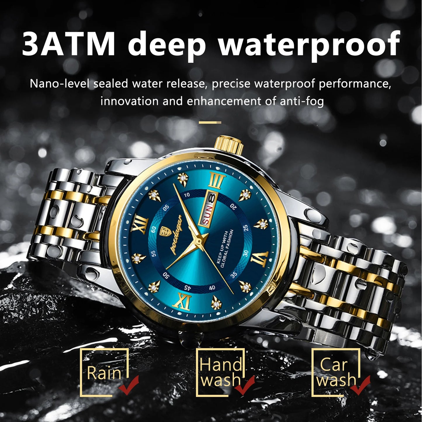 POEDAGAR Luxury Waterproof Watch for Men