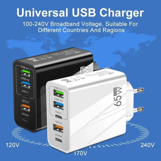 65W Fast Charger Mobile Charging Head 3USB