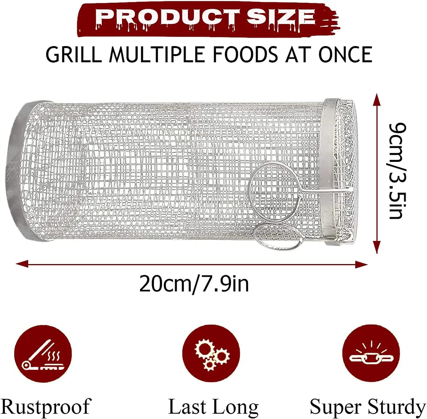 Rolling Grilling BBQ Basket Stainless Steel