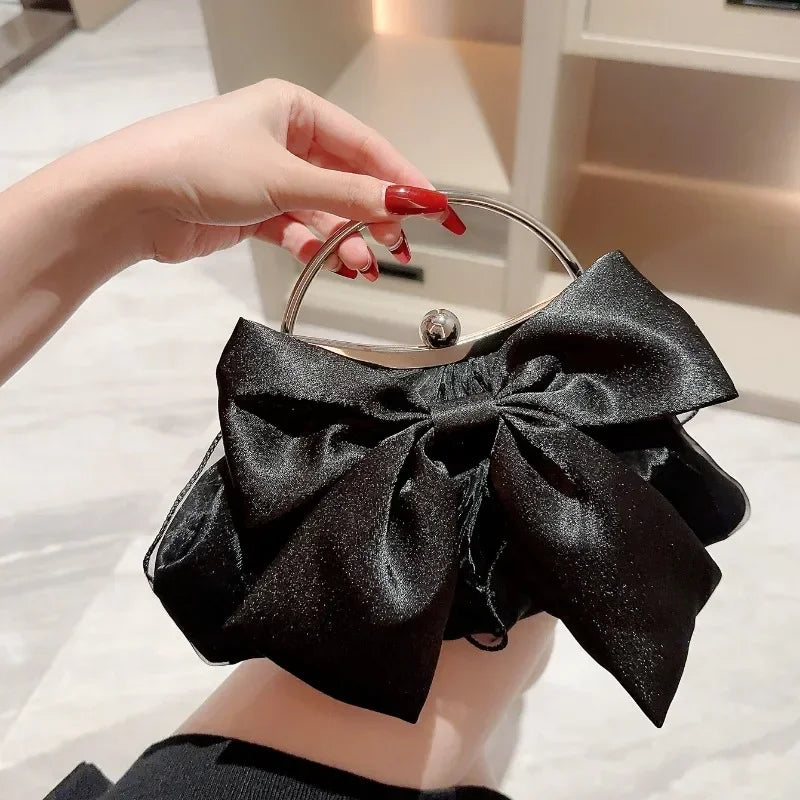 White Satin Bow Fairy Evening Bags/ Clutch for Women