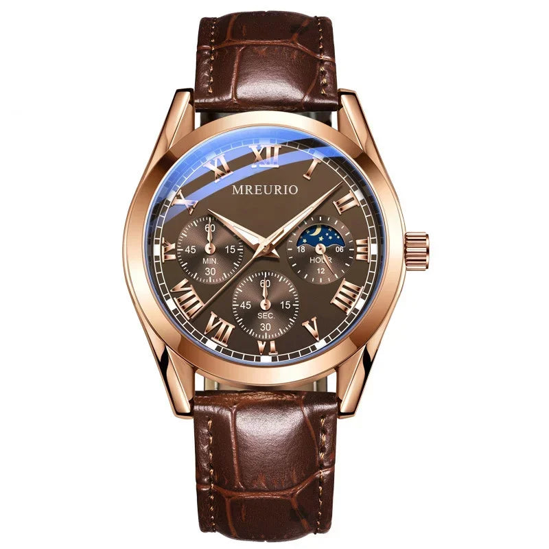 Luxury Brand Watch Men Quartz Watches Leather Strap