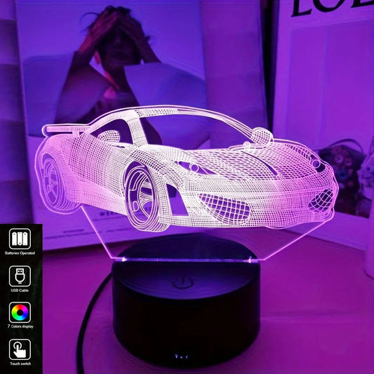 3D Optical Illusion Lamp With Touch, 7-Color Changing Ambient Light For Bedroom