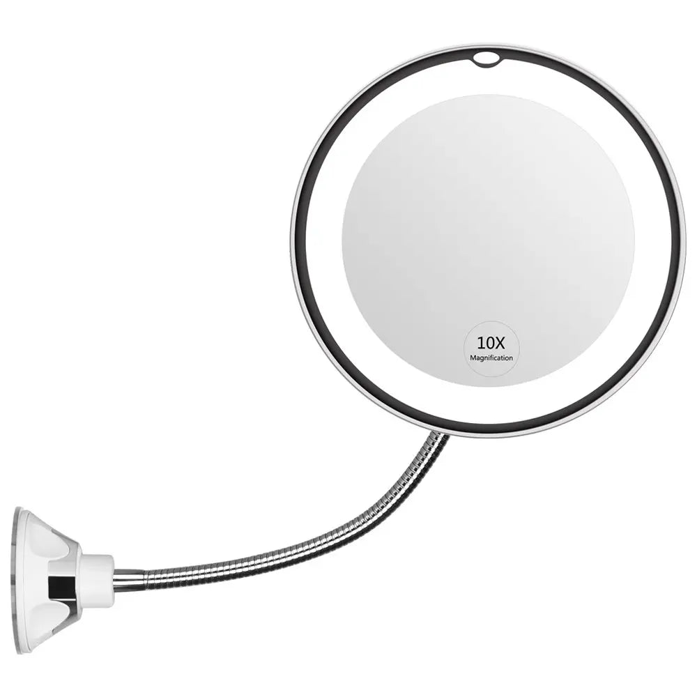 Flexible 360 degree Gooseneck 6.8" 10x Magnifying LED Lighted Mirror