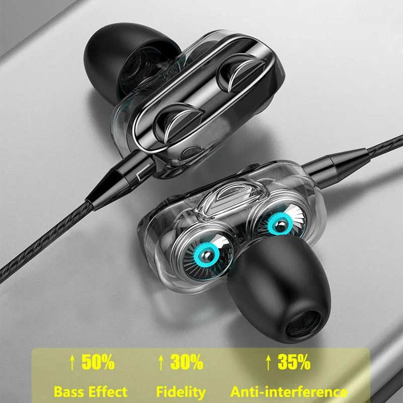 Wired Headset Earphones 3.5mm HiFi Stereo Mic