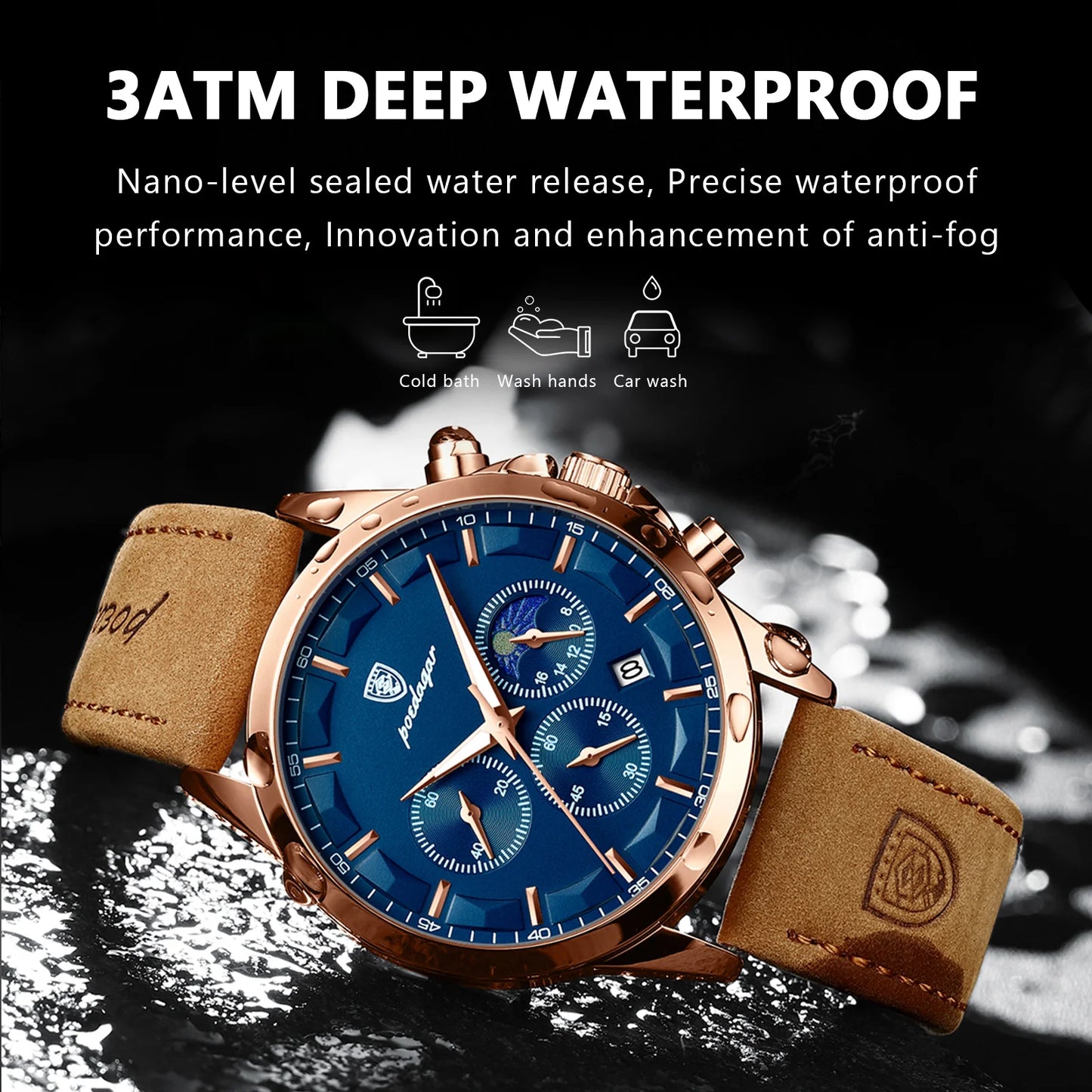 POEDAGAR Men Quartz Watch Luxury Sports Waterproof
