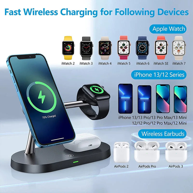 3 in 1 Wireless Charger Stand Magnetic For iPhone 12 13 14 15